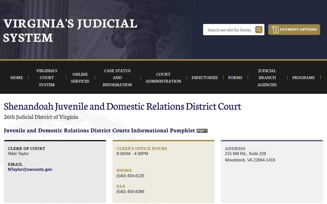 Shenandoah County court access boundary for a 72-hour release record check
