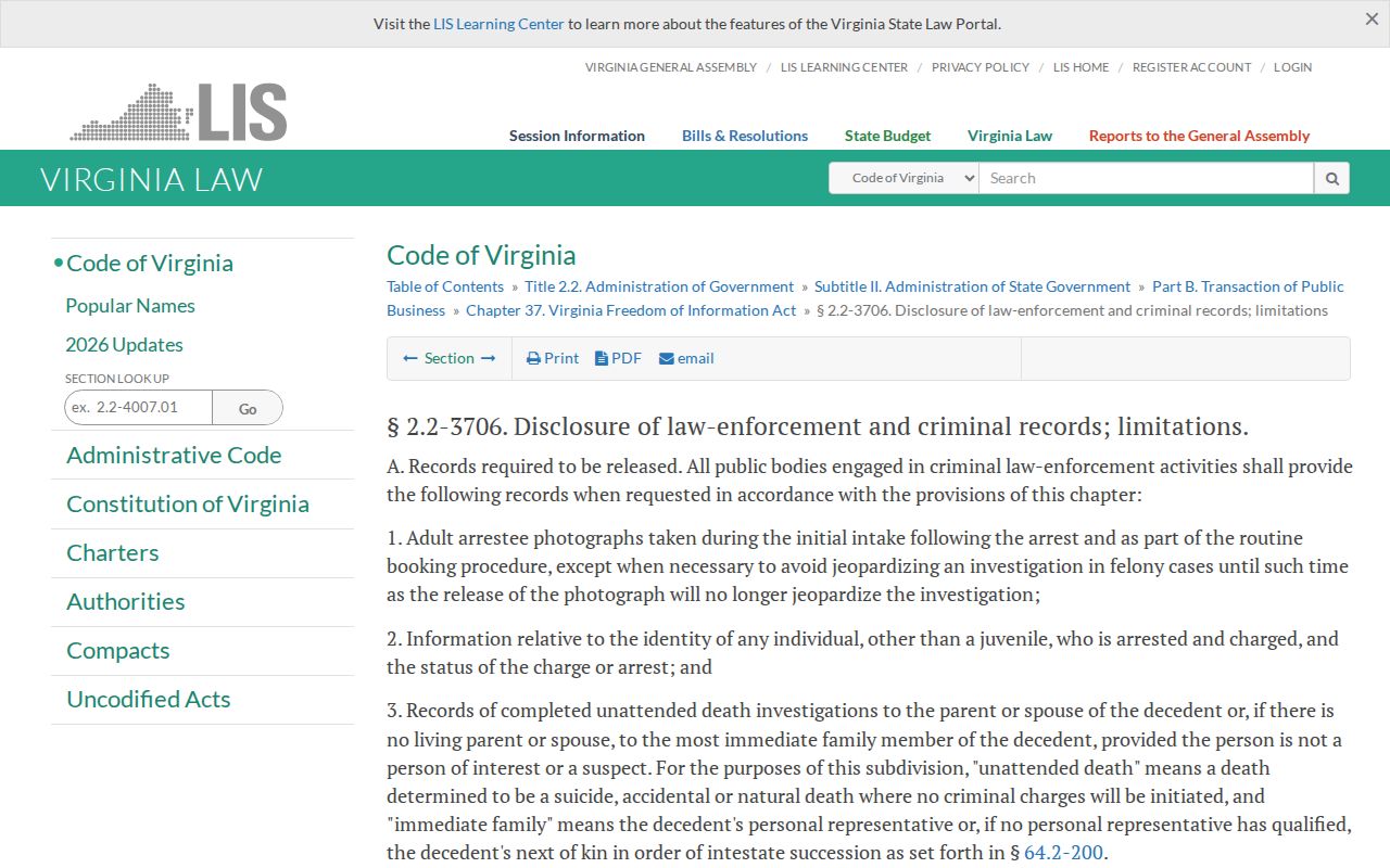 Virginia booking photo disclosure law for Shenandoah County released inmate mugshots