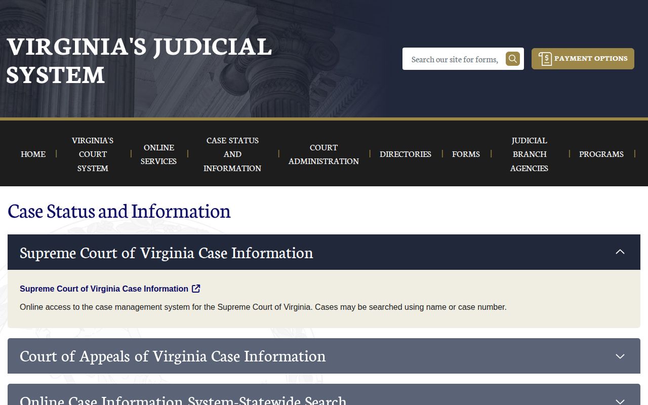 Virginia court case portal for Shenandoah County release record research