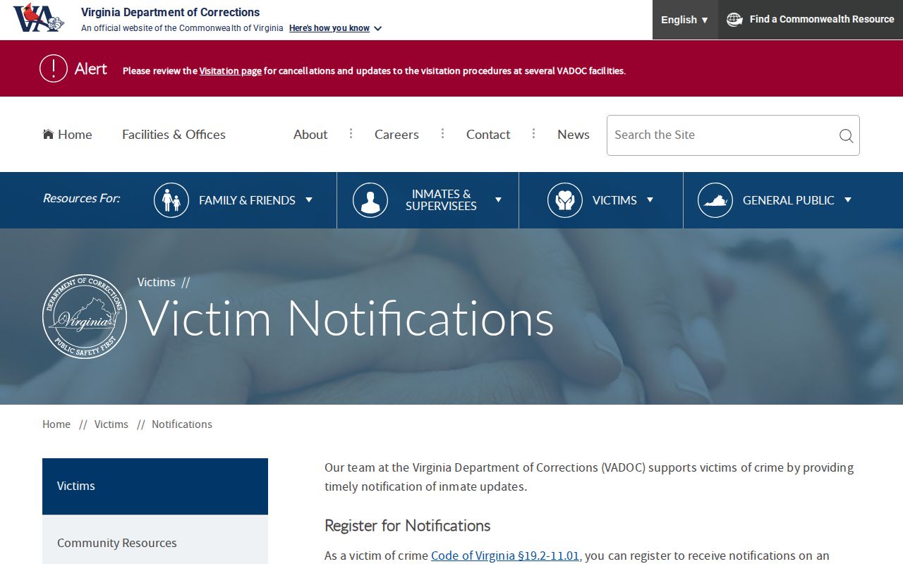 VADOC VINE and NAAVI split for Shenandoah County release notifications
